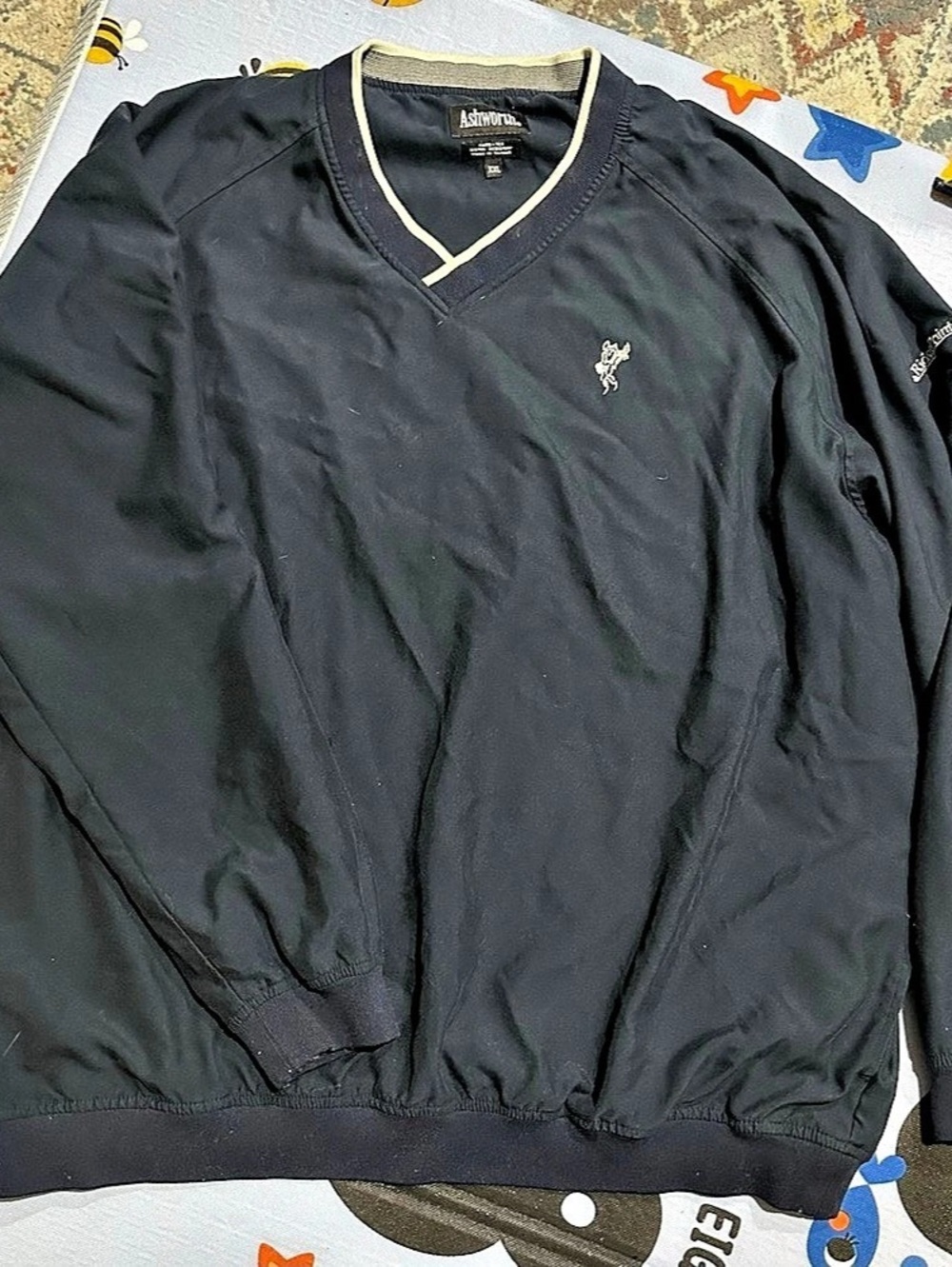 VTG Ashworth V-Neck Windshirt Pullover Men's Black Jacket XXL